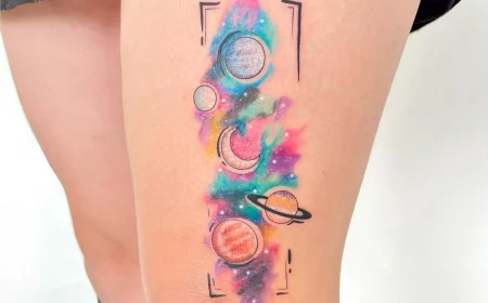 colorful tattoo of the solar system