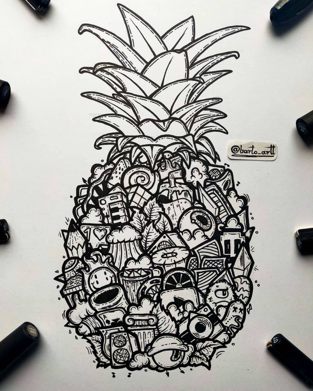 doodle pineapple