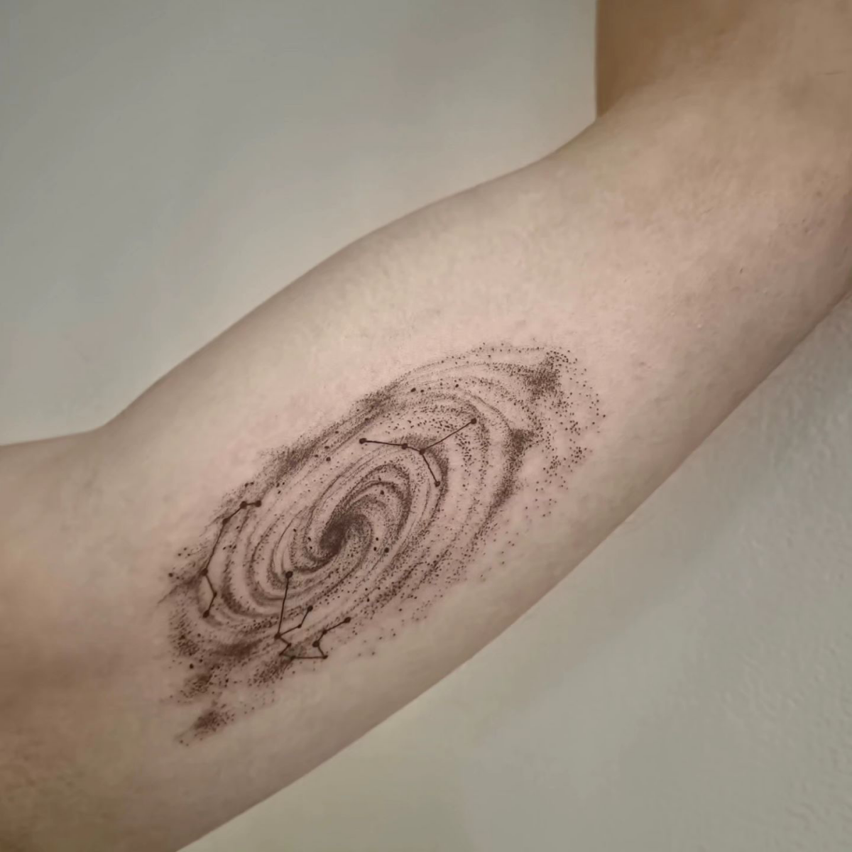 galaxy tattoo in black and white