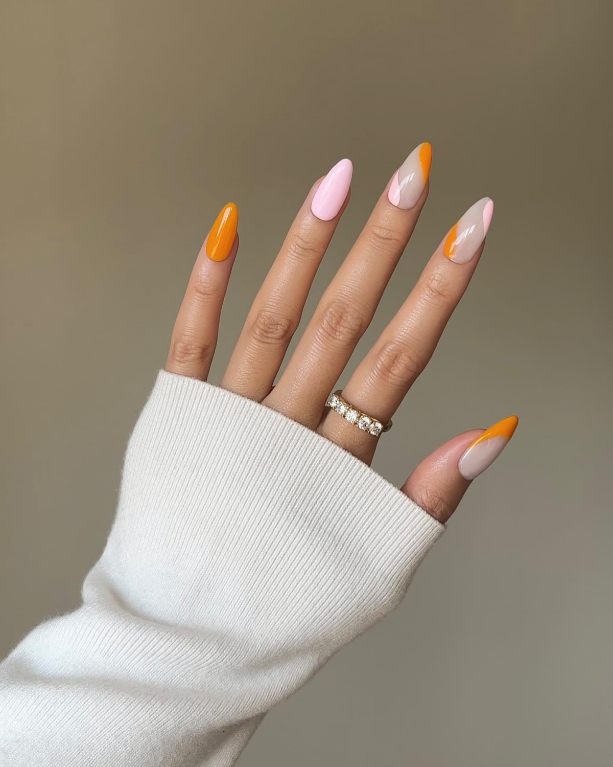 orange and pink nails