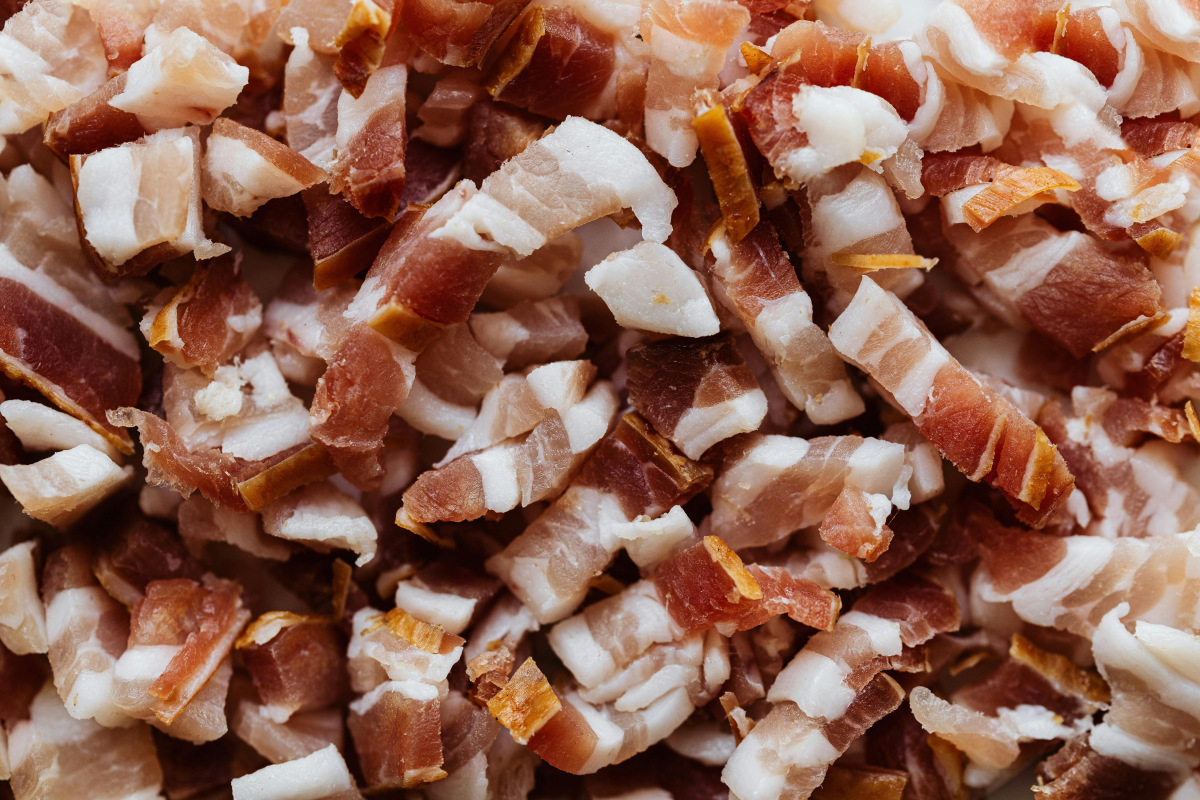 pieces of cut bacon