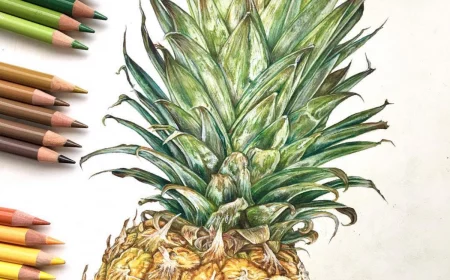 progress of a pineapple drawing